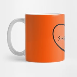 Pronoun She/Her Conversation Heart in Orange Mug